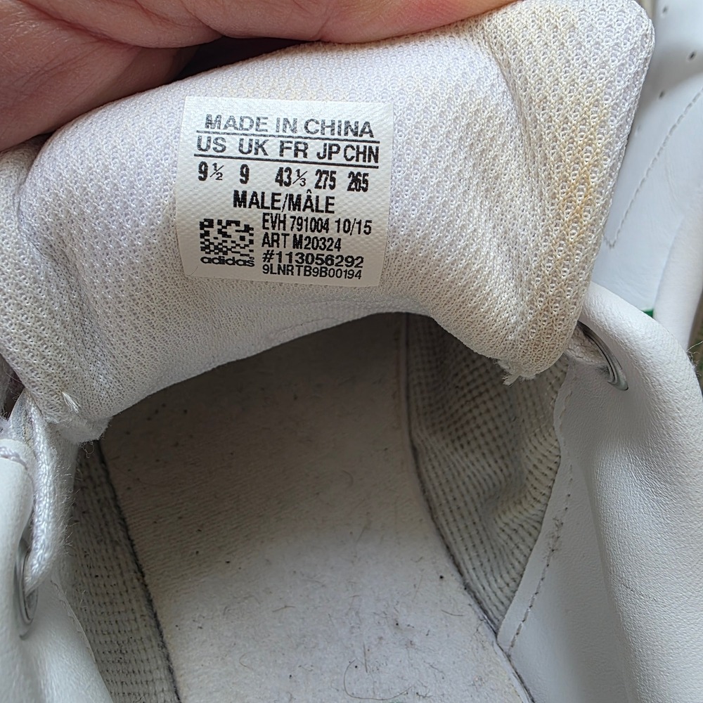 adidas Stan Smith White Green Leather Sneakers Mens size 9.5 - Picture 12 of 13